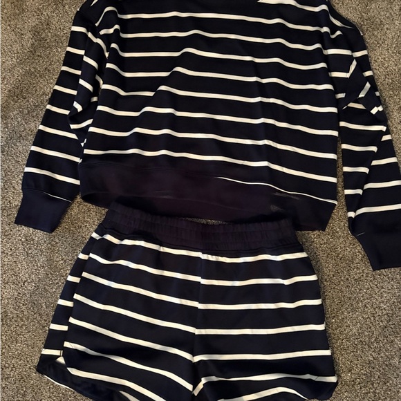 Danskin Navy and White Striped Kids Pajama Set - Picture 1 of 2
